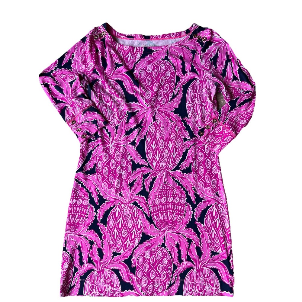 Lilly Pulitzer Sophie Dress Womens M‎ Pink Purple Coco Safari Pineapple Stretch